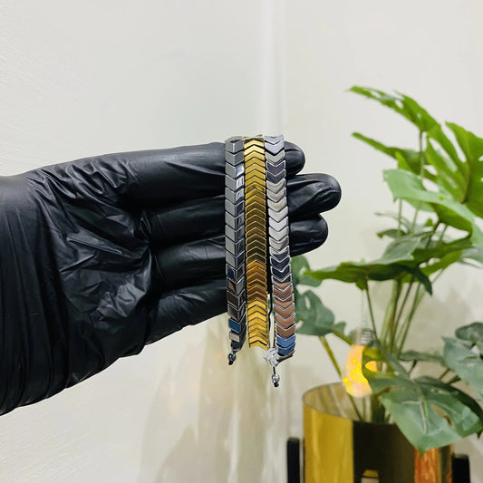 The Metallic Chevron Bracelet (Black)