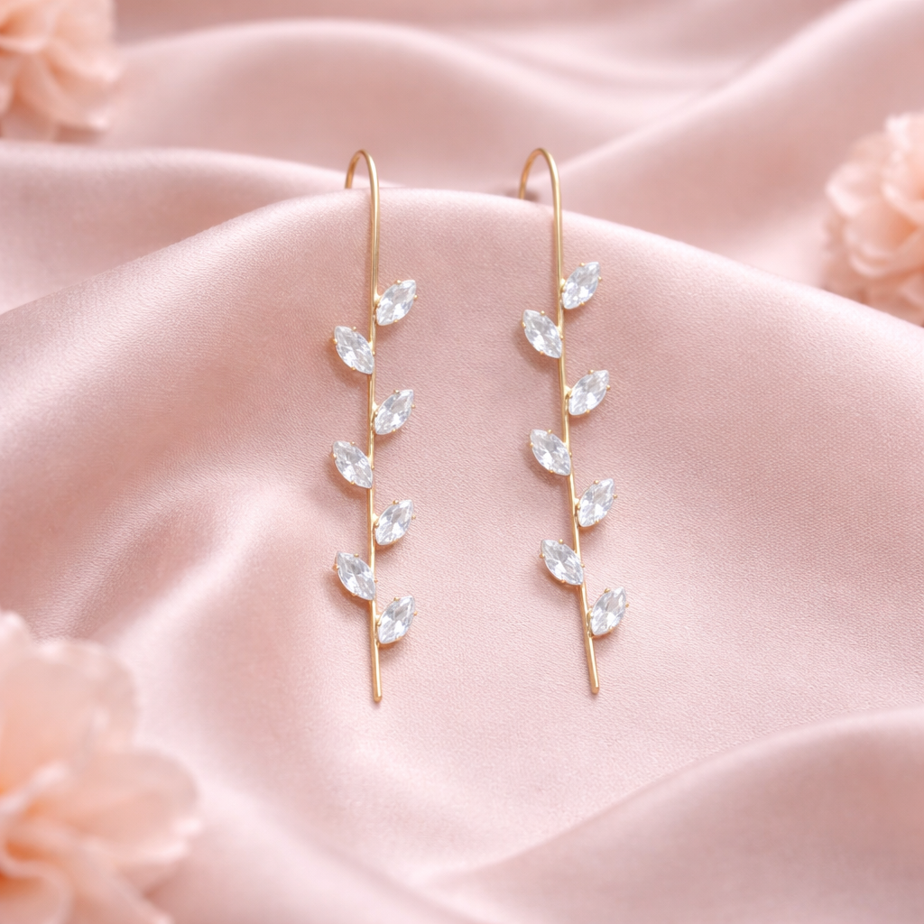Leaf Edgy Hook Pin Ear Cuff Earrings