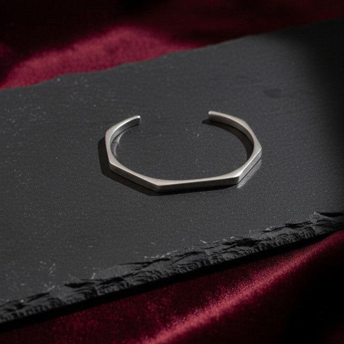 Geometric Silver Stainless Steel Cuff Bracelet